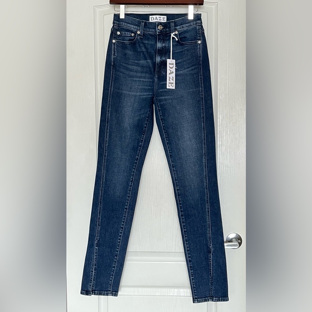 NWT Daze Denim Downton High Rise Split Boot Jeans Cheap Thrills Sz 24 Dark Wash